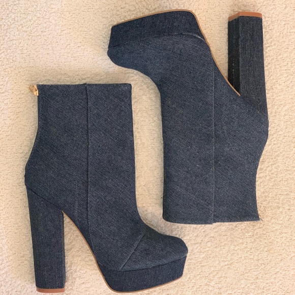 Shoe Dazzle Shoes - Denim boot heels